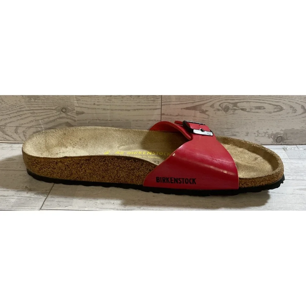 Birkenstock Madrid Red Leather Slides Black Buckle Women's Size 42 - Picture 7 of 8